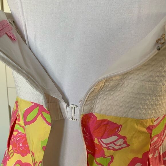 Lilly Pulitzer basketweave bodice with floral dress sz 8 - Picture 5 of 8